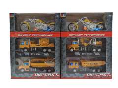 Die Cast Construction Truck Pull Back & Motorcycle Set W/L_M(3in1)