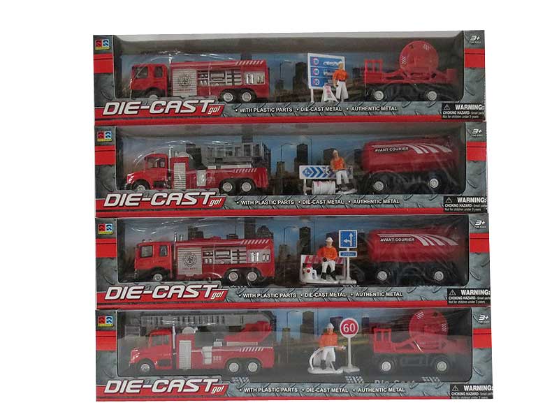 1:60 Die Cast Fire Engine Pull Back(4S) toys