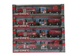 1:60 Die Cast Fire Engine Pull Back(4S)
