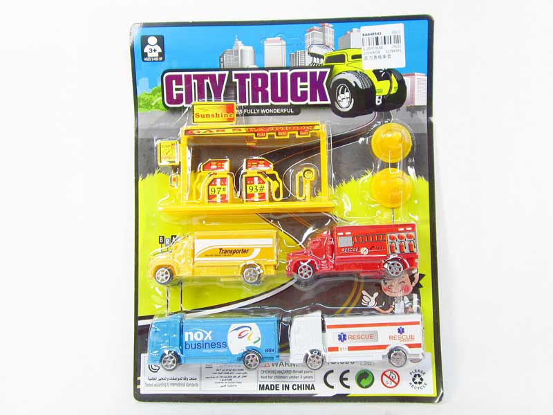 Pull Back Container Truck Set(4in1) toys