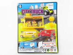 Pull Back Container Truck Set(4in1)