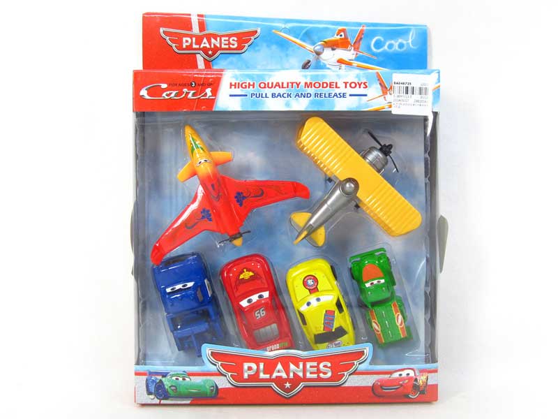 Pull Back Plane & Free Wheel Car(6in1) toys