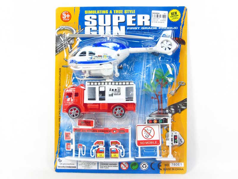 Pull Back Car Set & Pull Line Helicopter toys