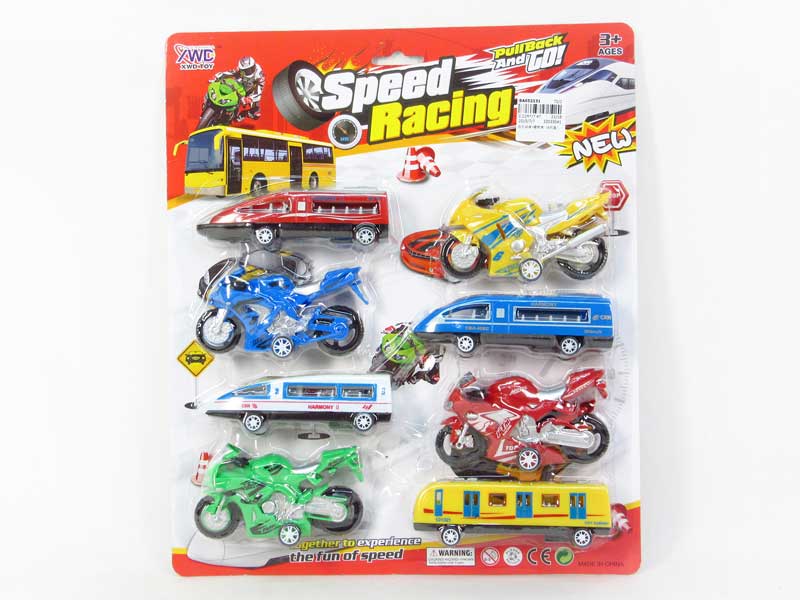 Pull Back Train & Motorcycle(8in1) toys