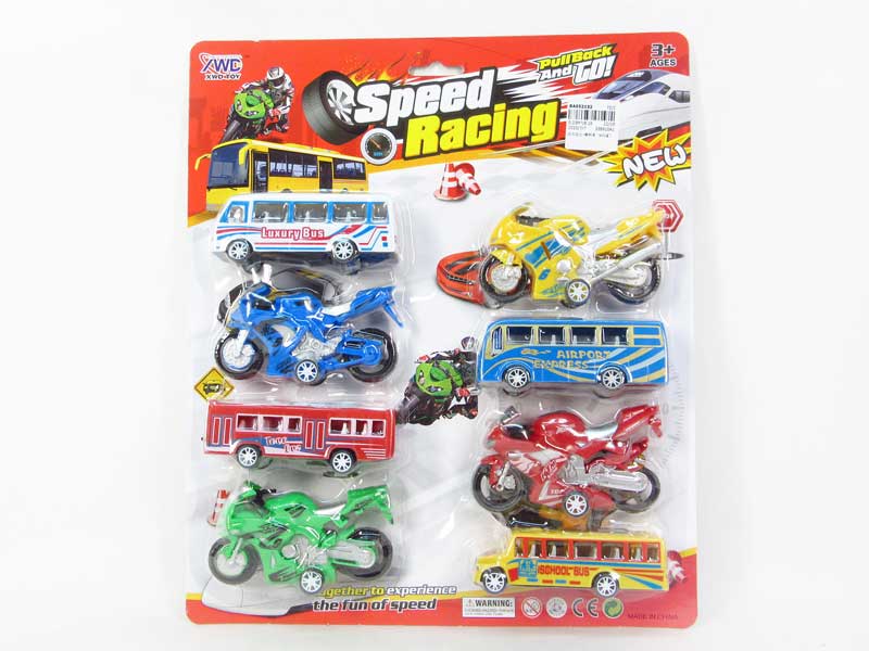 Pull Back Bus & Motorcycle(8in1) toys