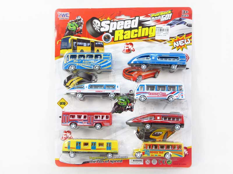Pull Back Train & Bus(8in1) toys