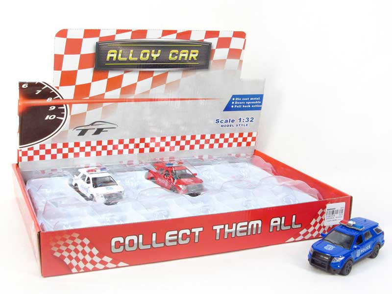 1:32 Die Cast Police Car Pull Back(12in1) toys