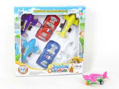 Pull Back Airplane & Pull Back Police Car(6in1)