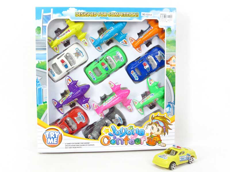 Pull Back Airplane & Pull Back Police Car(12in1) toys