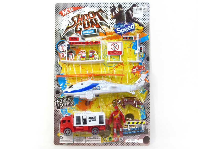 Pull Back Fire Engin & Pull Line Plane Set toys