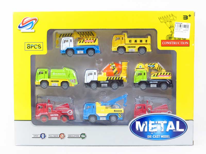 Die Cast Construction Truck Pull Back(8in1) toys