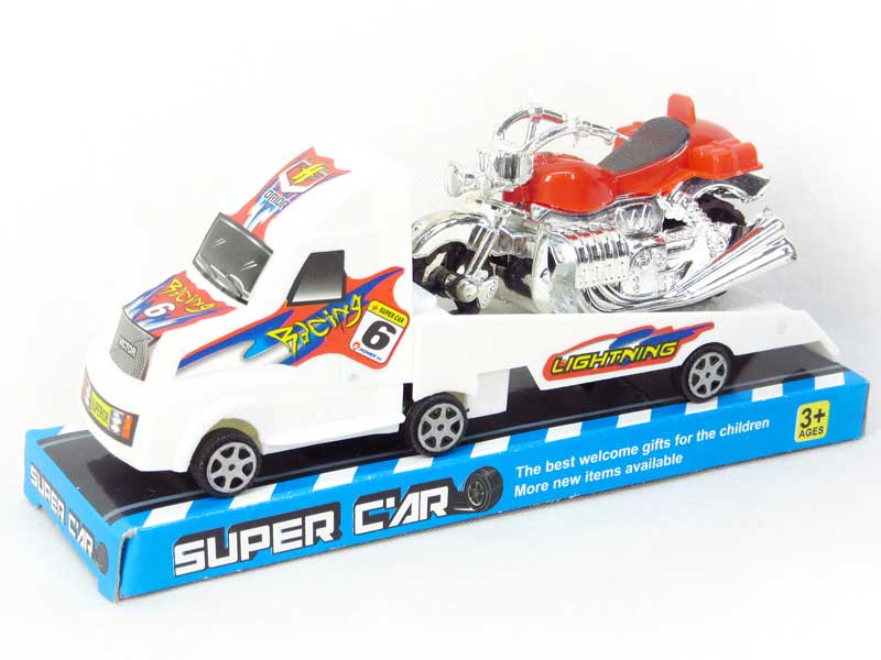 Pull Back Truck Tow Motorcycle(4C) toys
