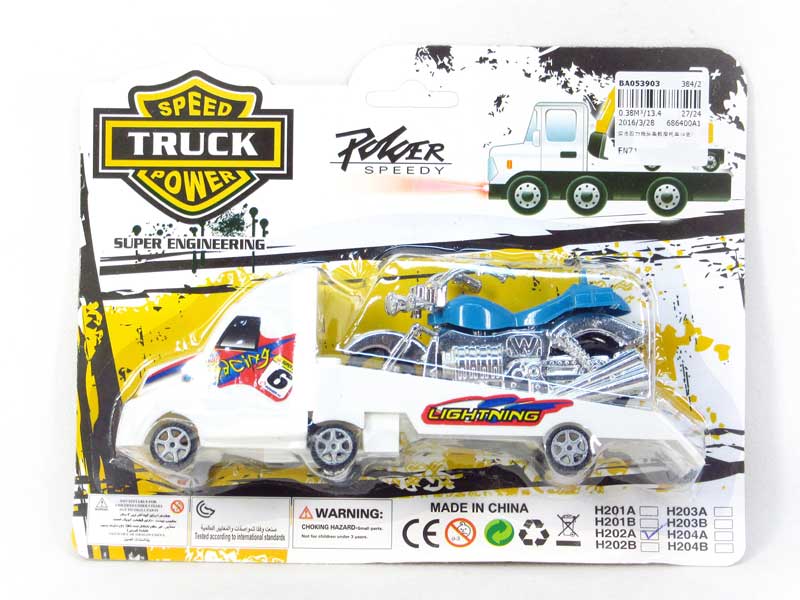 Pull Back Truck Tow Motorcycle(4C) toys