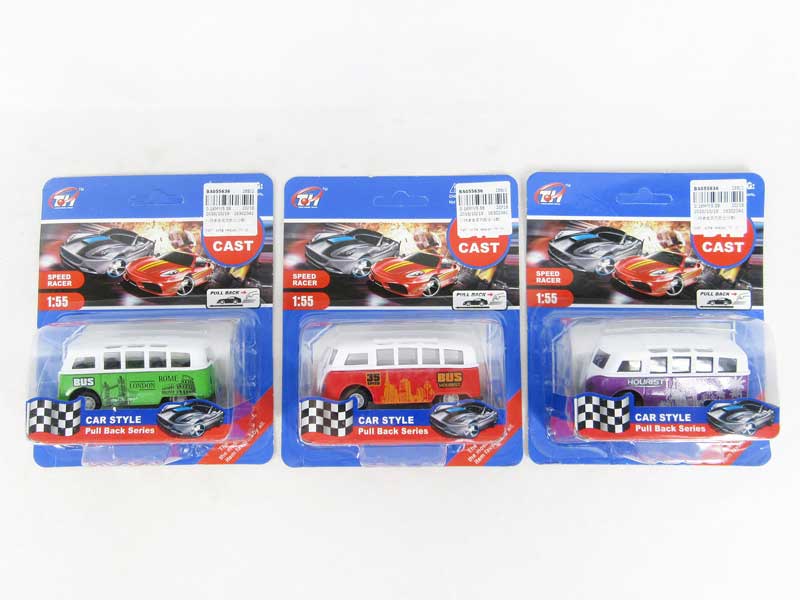 1:55 Die Cast Bus Pull Back(3S) toys