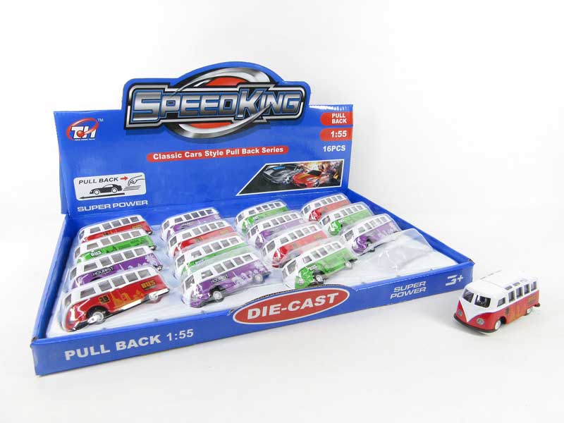 1:55 Die Cast Bus Pull Back(16in1) toys