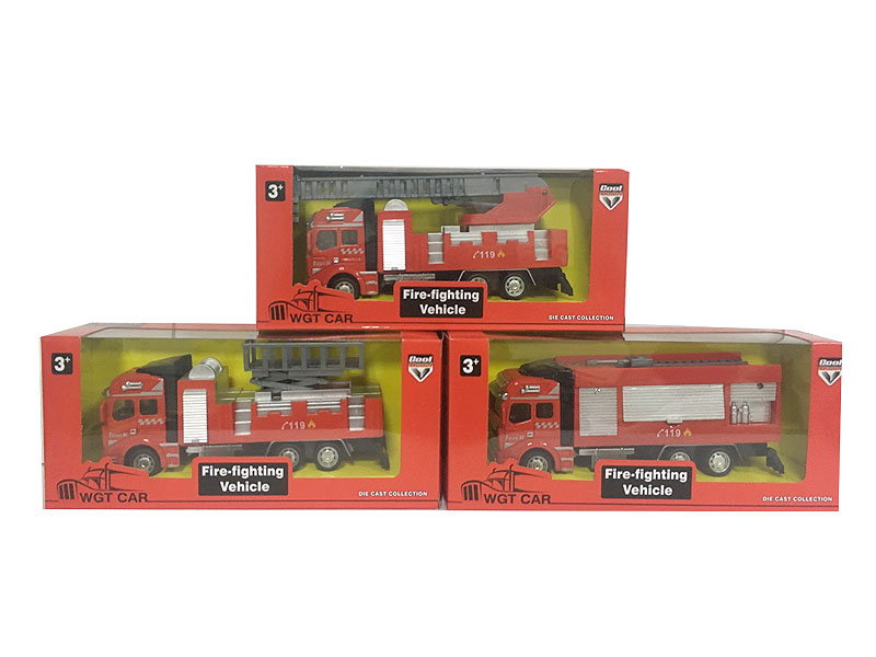 1:50 Die Cast Fire Engine Pull Back(3S) toys