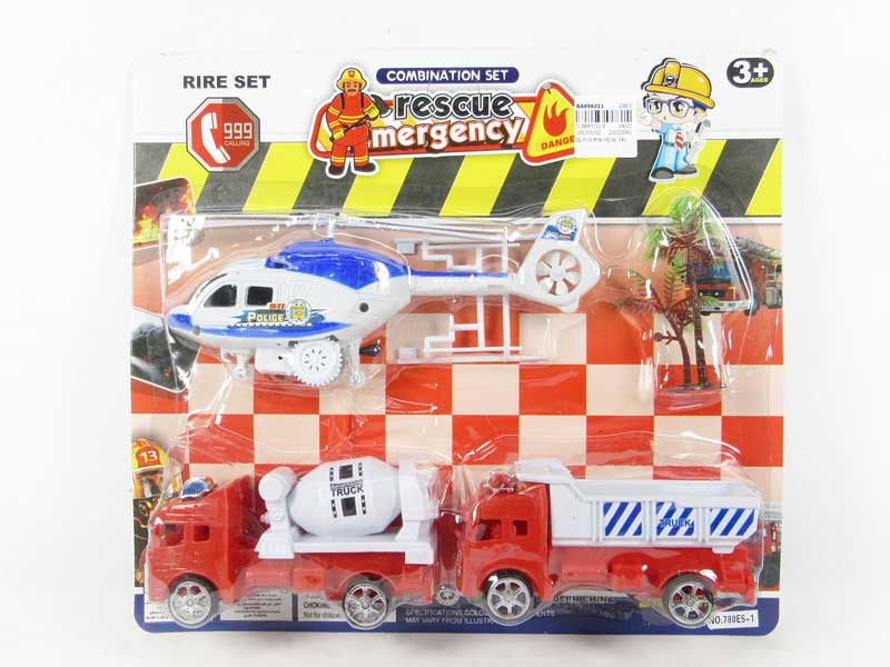Pull Back Fire Engine & Pull Line Plane toys