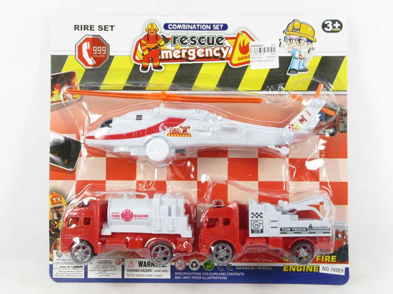 Pull Back Fire Engine & Pull Line Plane toys