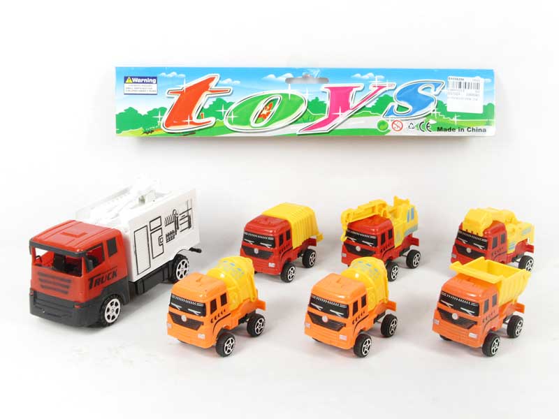 Pull Back Fire Engine & Free Wheel Construction Truck(7in1) toys