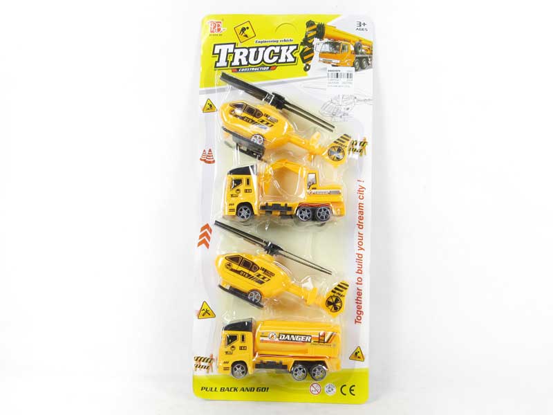 Pull Back Construction Truck & Helicopter(4in1) toys
