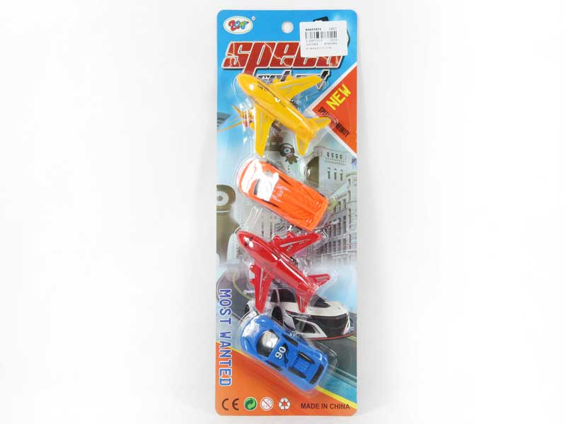 Pull Back Racing Car & Pull Back Plane(4in1） toys