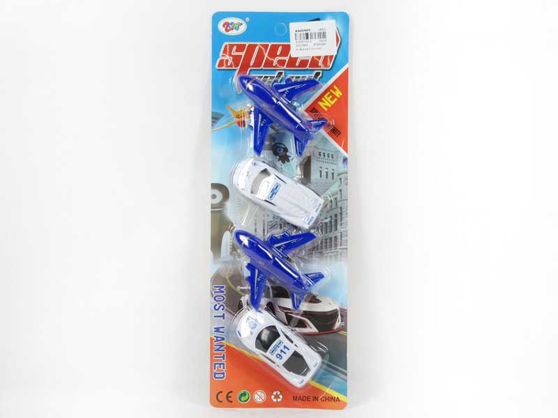 Pull Back Police Car & Pull Back Plane(4in1） toys