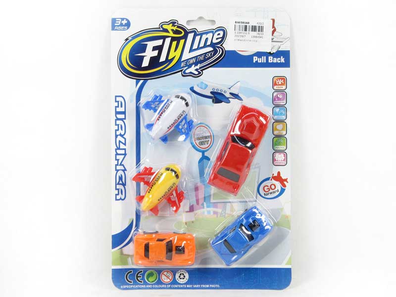 Pull Back Racing Car & Pull Back Plane(5in1) toys