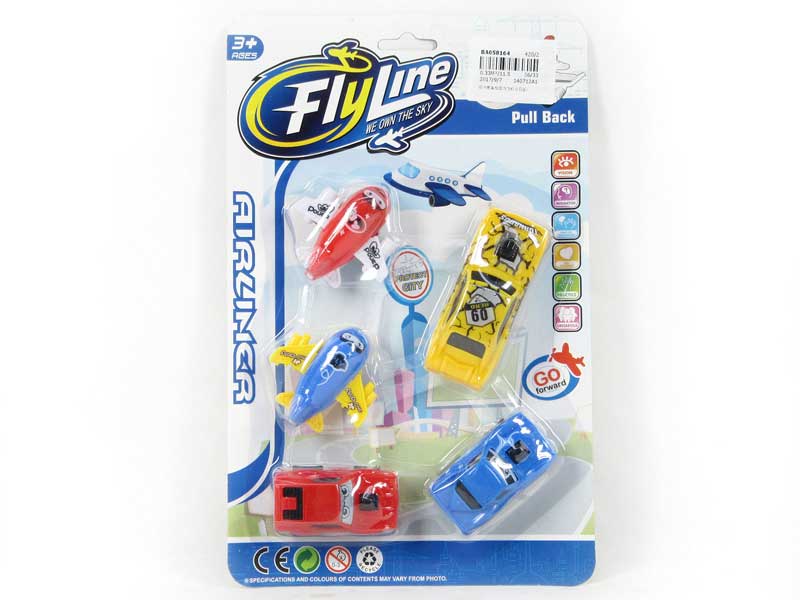 Pull Back Racing Car & Pull Back Plane(5in1) toys