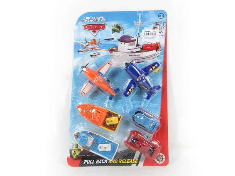 Pull Back Plane & Ship(6in1) toys