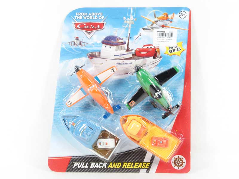Pull Back Airplane & Ship(4in1) toys