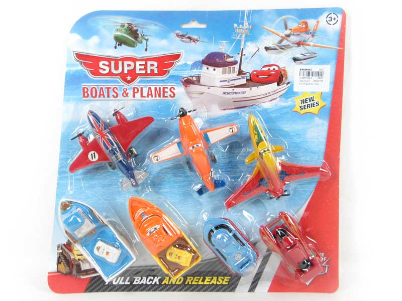 Pull Back Airplane & Ship（7in1） toys