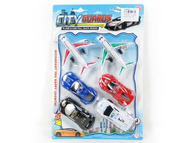 Pull Back Car & Plan(6in1) toys