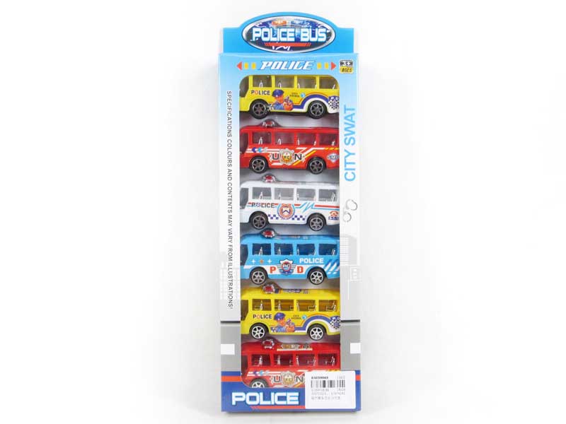 Pull Back Police Bus(6in1) toys