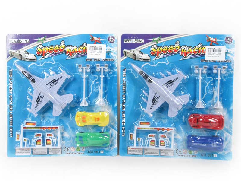 Pull Back Airplane & Free Wheel Car Set(2S) toys