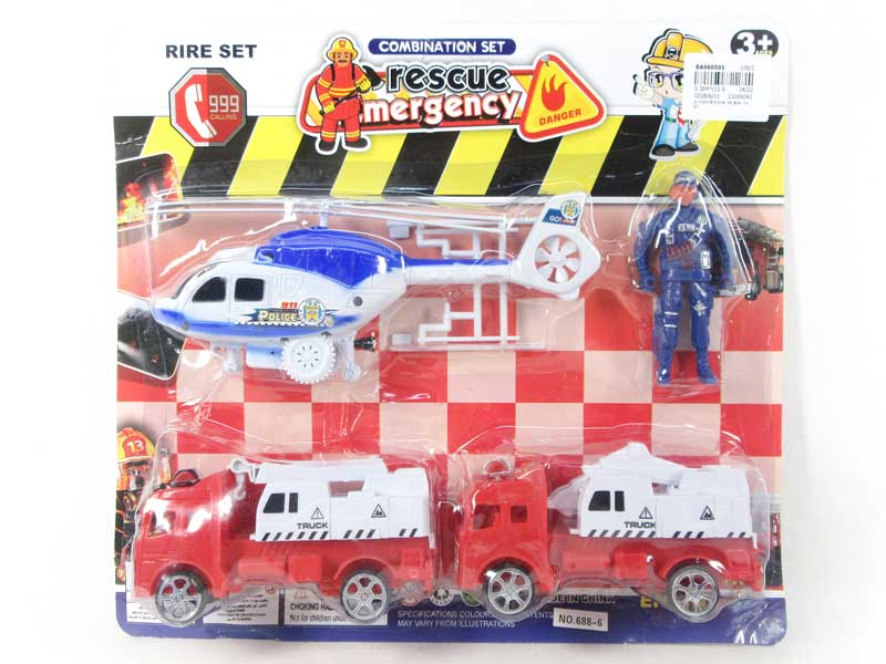 Pull Back Fire Engine & Pull line Plane Set(3in1) toys