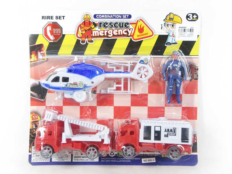 Pull Back Fire Engine & Pull Line Plane Set(3in1) toys