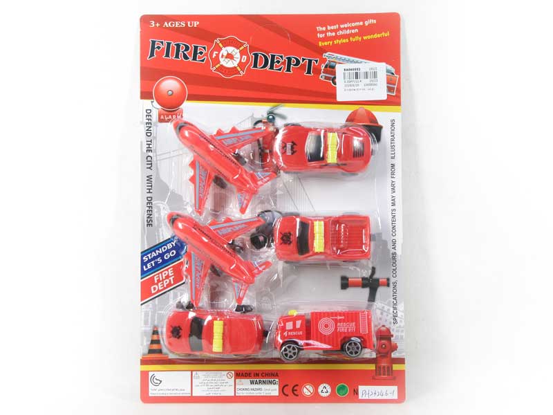 Pull Back Fire Engine & Pull Back Airplane（6in1） toys
