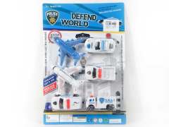 Pull Back Police Car & Pull Back Airplane（6in1）