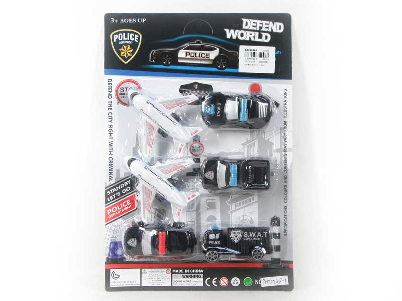 Pull Back Police Car & Pull Back Airplane（6in1） toys