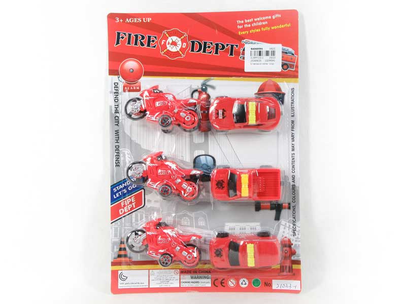 Pull Back Motorcycle & Pull Back Fire Engine(6in1) toys