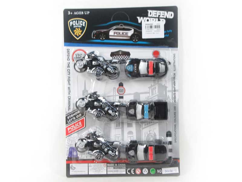 Pull Back Motorcycle & Pull Back Police Car(6in1) toys