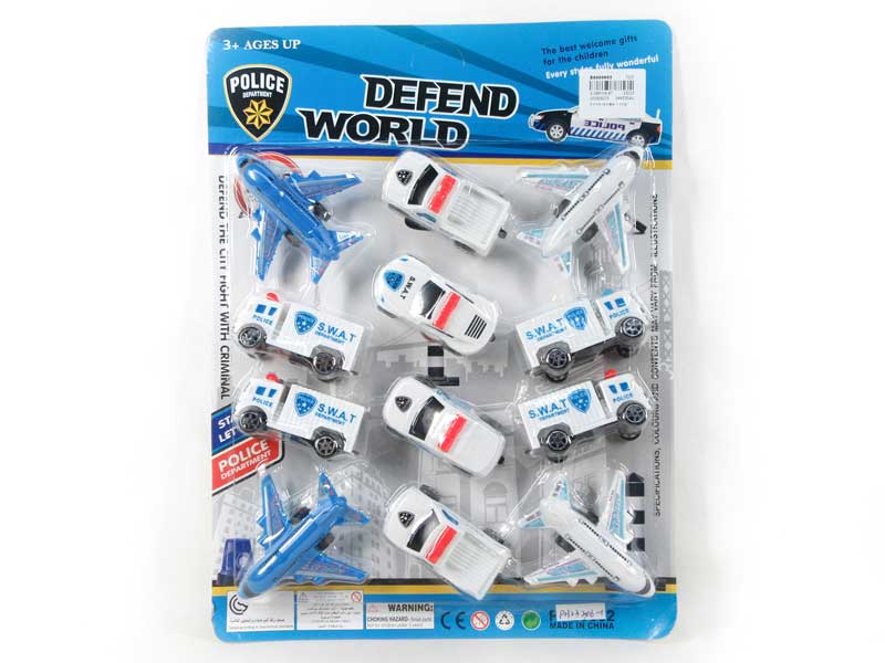 Pull Back Airplane & Pull Back Police Car(12in1) toys