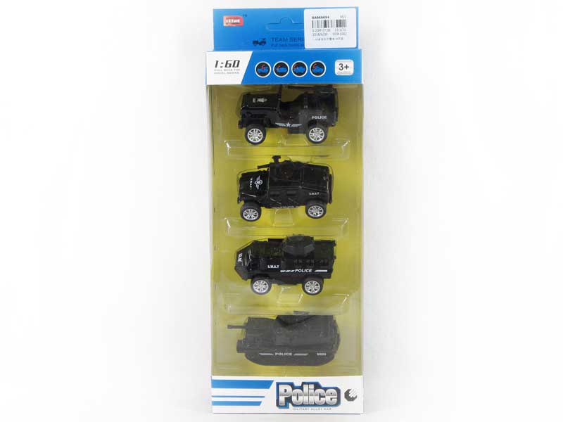 1:60 Die Cast Police Car Pull Back(4in1) toys