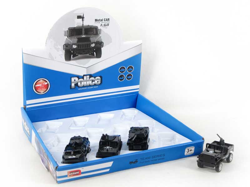 1:60 Die Cast Police Car Pull Back(12in1) toys