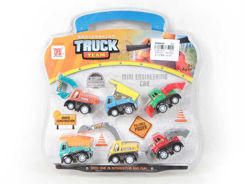 Pull Back Construction Truck(6in1） toys