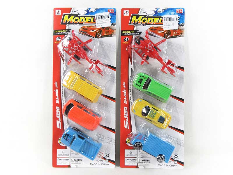Pull Back Helicopter & Pull Back Car(4in1) toys