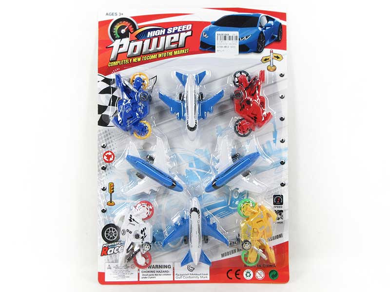 Pull Back Airplane & Motorcycle(8in1) toys