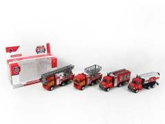 Die Cast Fire Engine Pull Back(4S)