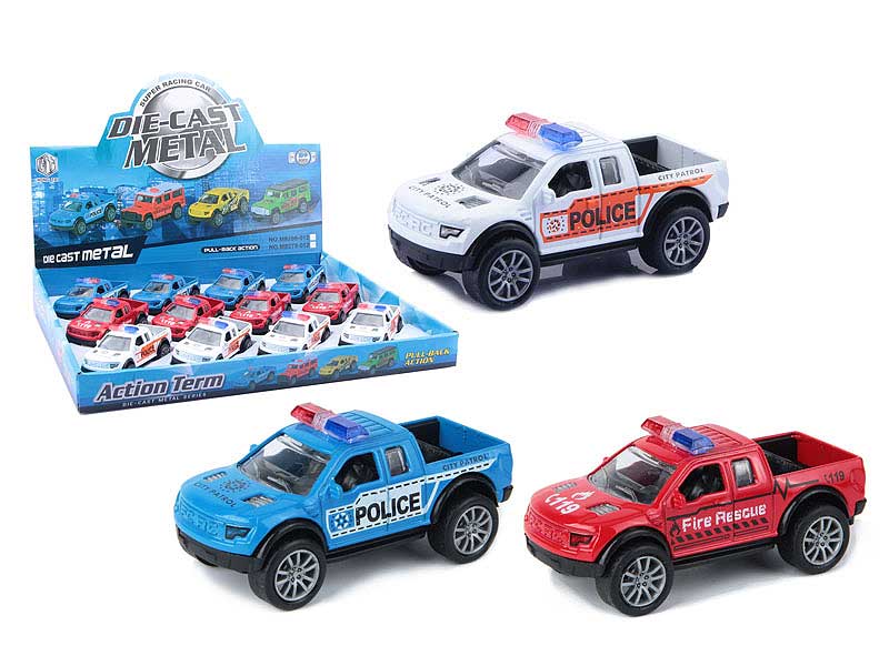 Die Cast Police Car Pull Back(12n1) toys