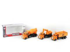 Die Cast Construction Truck Pull Back(3S)
